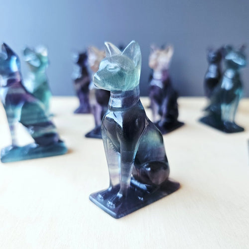 Rainbow Fluorite Cat | Mystic Watcher