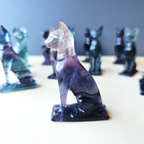 Rainbow Fluorite Cat | Mystic Watcher