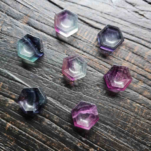 Rainbow Fluorite Crystal Mini Dish | Hearts & Hexagons