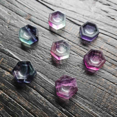 Rainbow Fluorite Crystal Mini Dish | Hearts & Hexagons