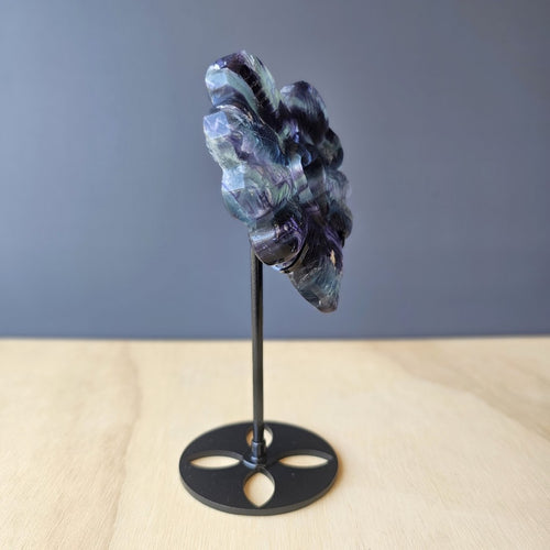 Rainbow Fluorite Feather Heart Carving | Angelic Love