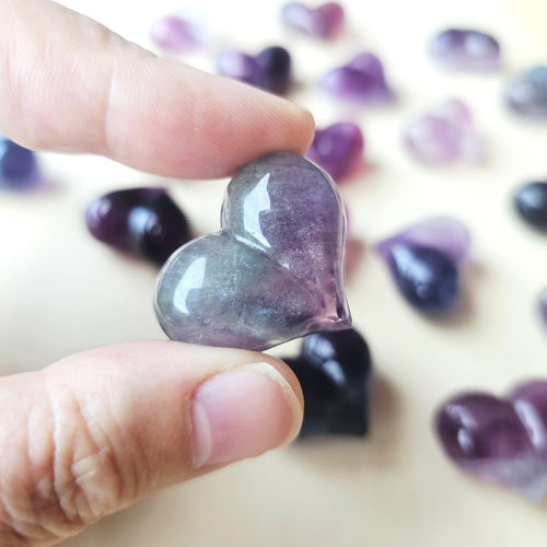 Rainbow Fluorite Hearts | The Banded Companions
