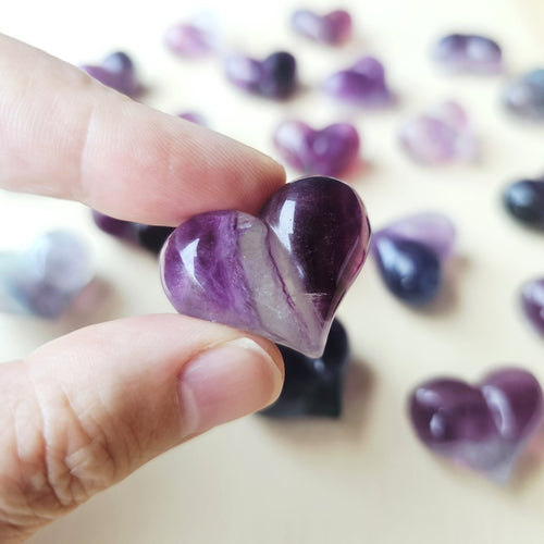 Rainbow Fluorite Hearts | The Banded Companions