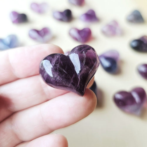 Rainbow Fluorite Hearts | The Banded Companions