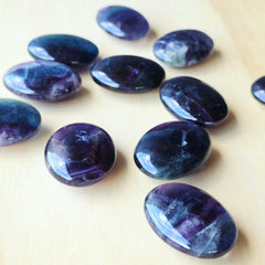 Rainbow Fluorite Palm Stones | Rainbow Strata