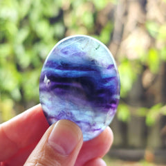 Rainbow Fluorite Palm Stones | Rainbow Strata