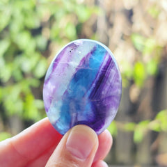 Rainbow Fluorite Palm Stones | Rainbow Strata