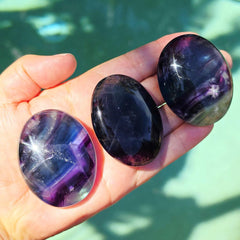 Rainbow Fluorite Palm Stones | Rainbow Strata