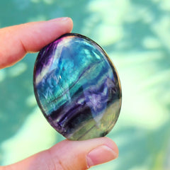 Rainbow Fluorite Palm Stones | Rainbow Strata