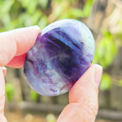 Rainbow Fluorite Palm Stones | Rainbow Strata