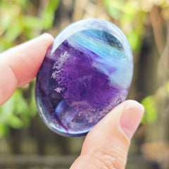 Rainbow Fluorite Palm Stones | Rainbow Strata