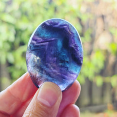 Rainbow Fluorite Palm Stones | Rainbow Strata