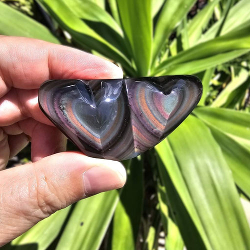 Rainbow Obsidian Twin Heart | Cosmic Pairing