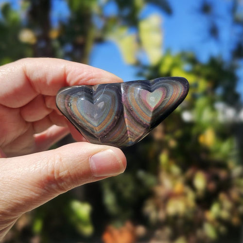 Rainbow Obsidian Twin Heart | Cosmic Pairing