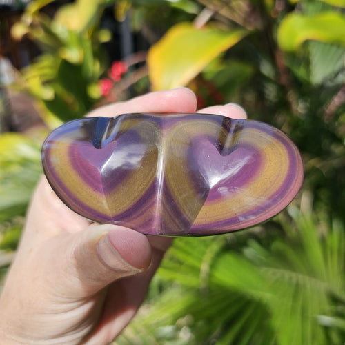 Rainbow Obsidian Twin Heart | Hearts In Harmony