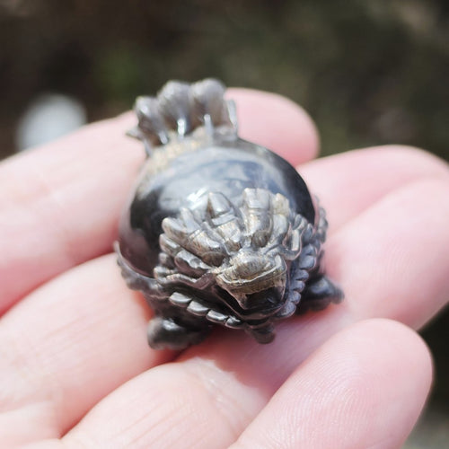 Rainbow Sunstone & Black Moonstone Dragon Turtle | Rainbow Longgui