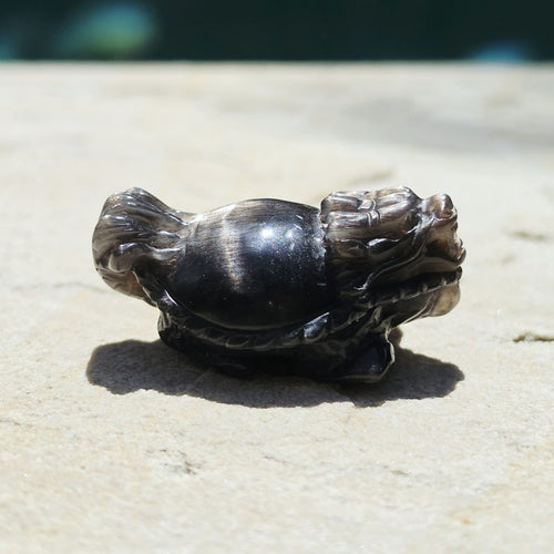 Rainbow Sunstone & Black Moonstone Dragon Turtle | Rainbow Longgui