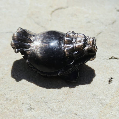 Rainbow Sunstone & Black Moonstone Dragon Turtle | Rainbow Longgui