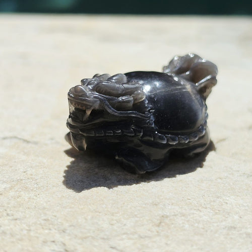 Rainbow Sunstone & Black Moonstone Dragon Turtle | Rainbow Longgui