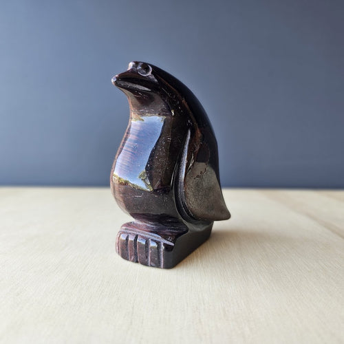 Red Tigers Eye Penguin Carving | Pengy