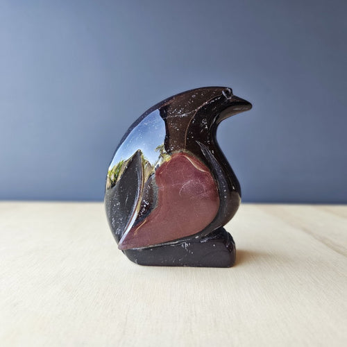 Red Tigers Eye Penguin Carving | Pengy