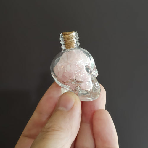 Rose Quartz Revenant | Crystal Chip Skull Bottles