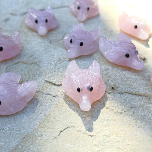 Rose Quartz Wolf Head Carvings | Wild Heart