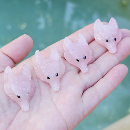 Rose Quartz Wolf Head Carvings | Wild Heart