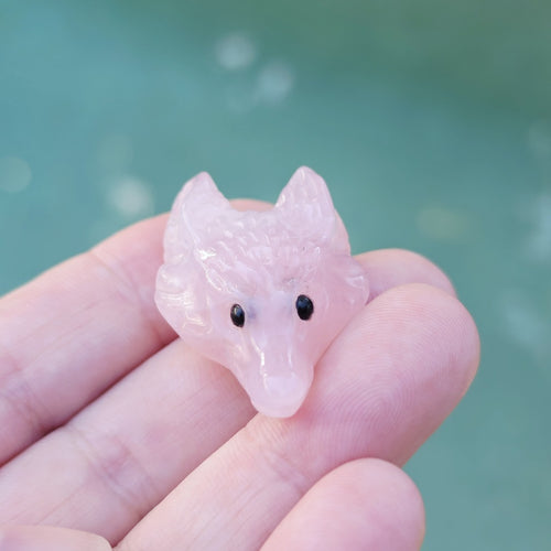 Rose Quartz Wolf Head Carvings | Wild Heart