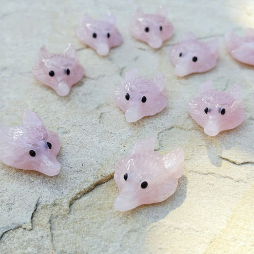 Rose Quartz Wolf Head Carvings | Wild Heart