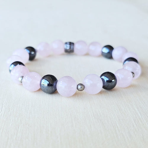 Rose Quartz & Hematite Bracelet | 8mm Beads
