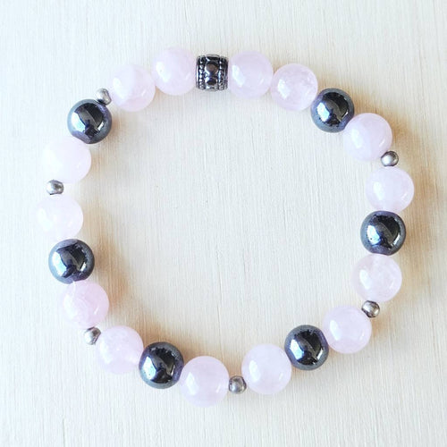 Rose Quartz & Hematite Bracelet | 8mm Beads