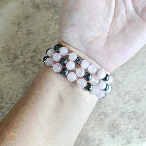 Rose Quartz & Hematite Bracelet | 8mm Beads