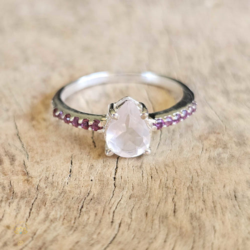 Rose Quartz and Garnet Ring | Heart Activator