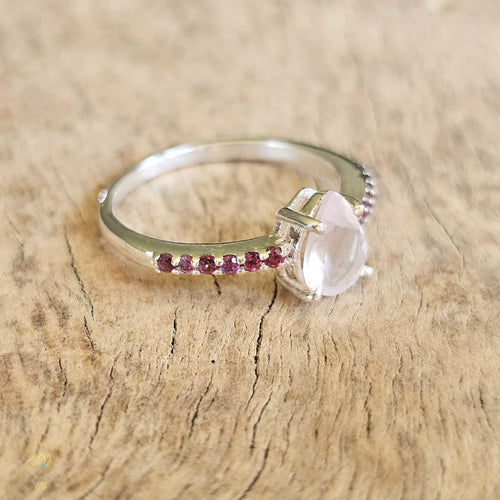 Rose Quartz and Garnet Ring | Heart Activator