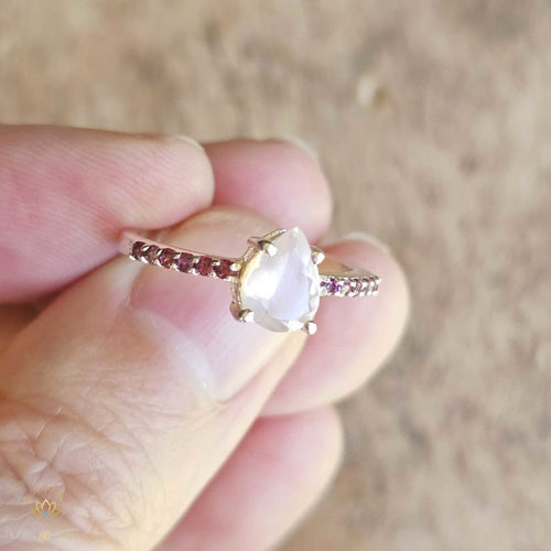 Rose Quartz and Garnet Ring | Heart Activator