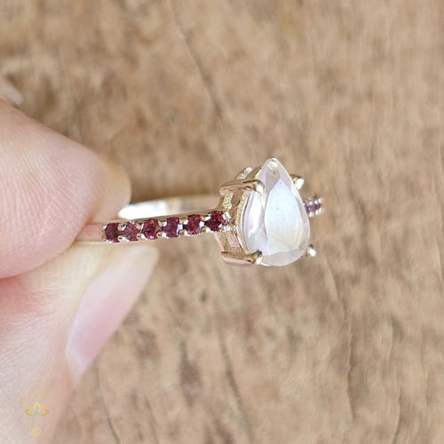 Rose Quartz and Garnet Ring | Heart Activator