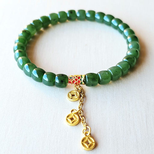 Russian Green Jade Crystal Bracelet | Koi Of Abundance