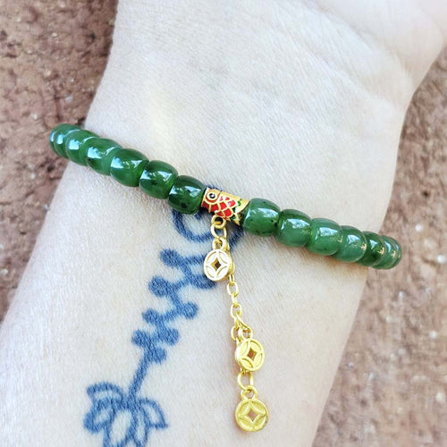 Russian Green Jade Crystal Bracelet | Koi Of Abundance