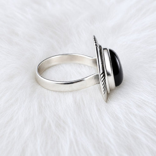 Sterling Silver Black Onyx Unisex Ring