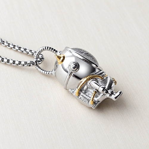 Muonionalusta Meteorite Spaceman Pendant | Titanium Necklace
