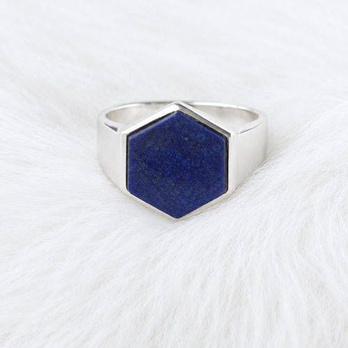 Men’s Natural Lapis Lazuli Sterling Silver Ring