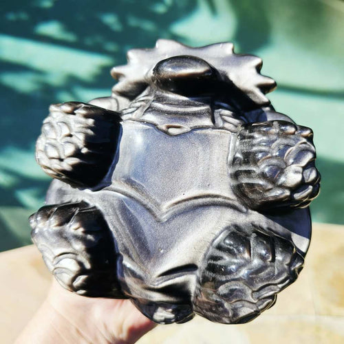 Silver Sheen Obsidian Dragon Turtle | The SIlver Sentinel