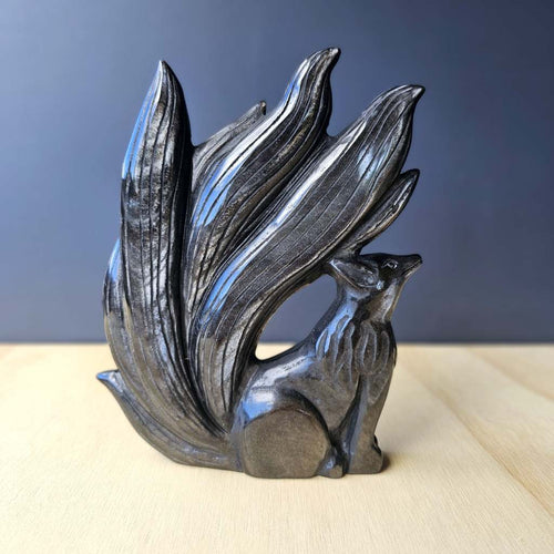Silver Sheen Obsidian Nine Tail Fox | Ecliptic Watcher