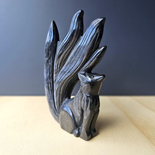 Silver Sheen Obsidian Nine Tail Fox | Ecliptic Watcher