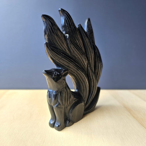 Silver Sheen Obsidian Nine Tail Fox | Ecliptic Watcher