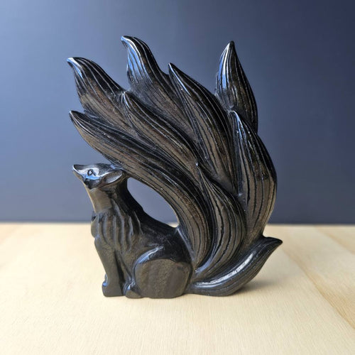 Silver Sheen Obsidian Nine Tail Fox | Ecliptic Watcher