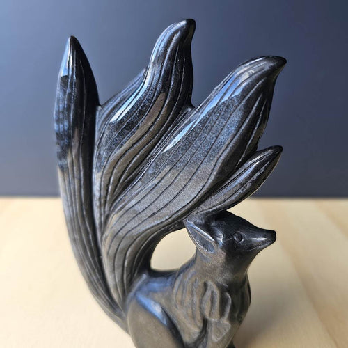 Silver Sheen Obsidian Nine Tail Fox | Ecliptic Watcher