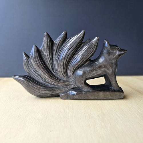 Silver Sheen Obsidian Nine Tail Fox | Overseer Of The Shadow Realm