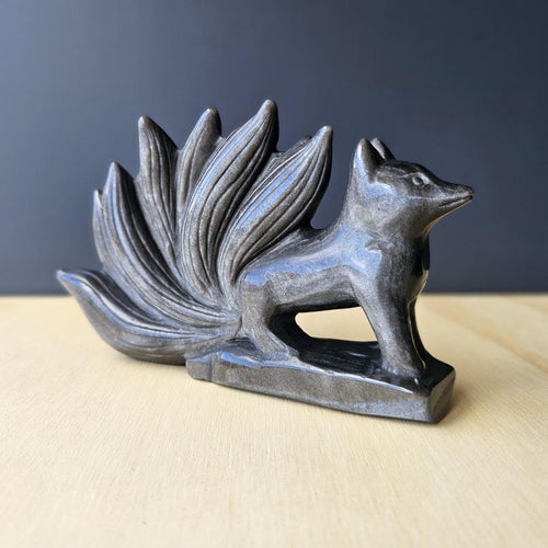 Silver Sheen Obsidian Nine Tail Fox | Overseer Of The Shadow Realm
